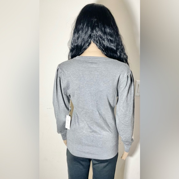 Sz S women Cielo Jeans USA crew neck puff sleeve soft and sexy stretch grey - Picture 4 of 14